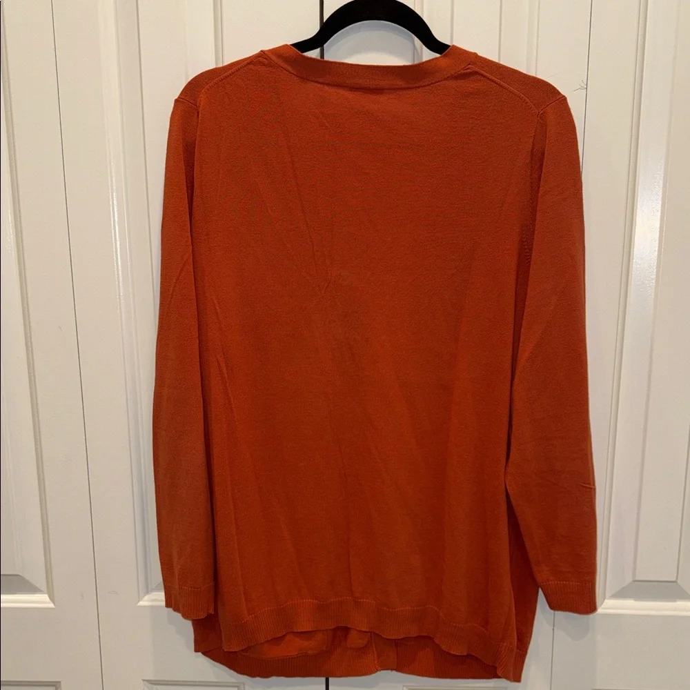 Talbots V-Neck Orange Cardigan - Picture 3 of 3